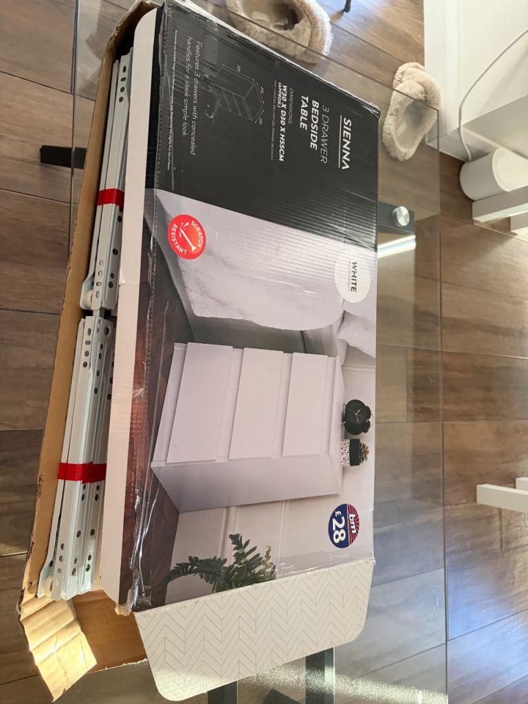 B&M White Sienna Bedside Table (BRAND NEW)