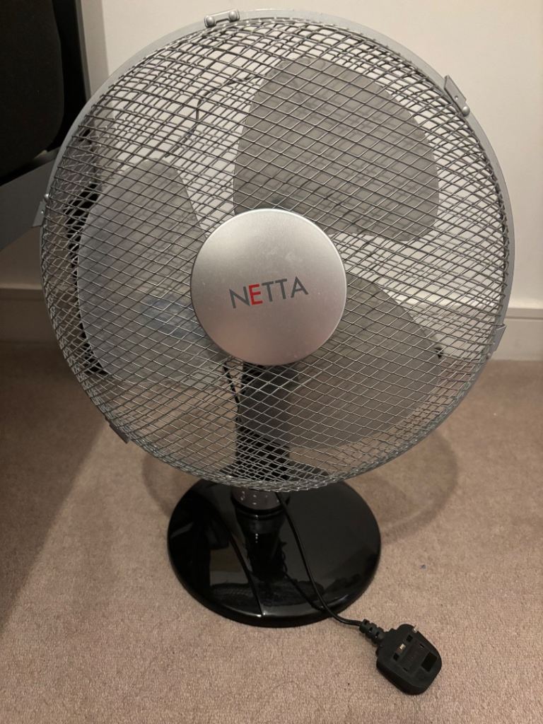 NETTA Desk Fan - Round, 13 Inch Diameter, Grey