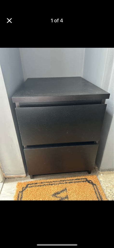 Ikea black bedside cabinet 
