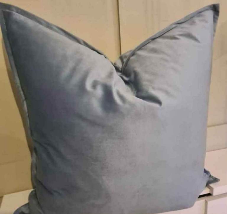 Light Blue Velvet Cushion –new condition feather filled 70cm x 4 