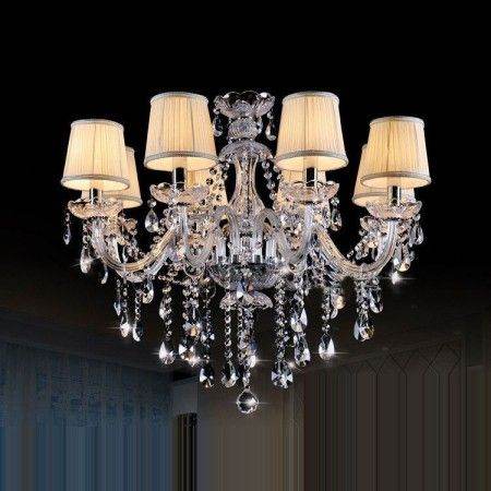 Used 8 Light Modern Clear Candle Style Crystal Chandelier with shades