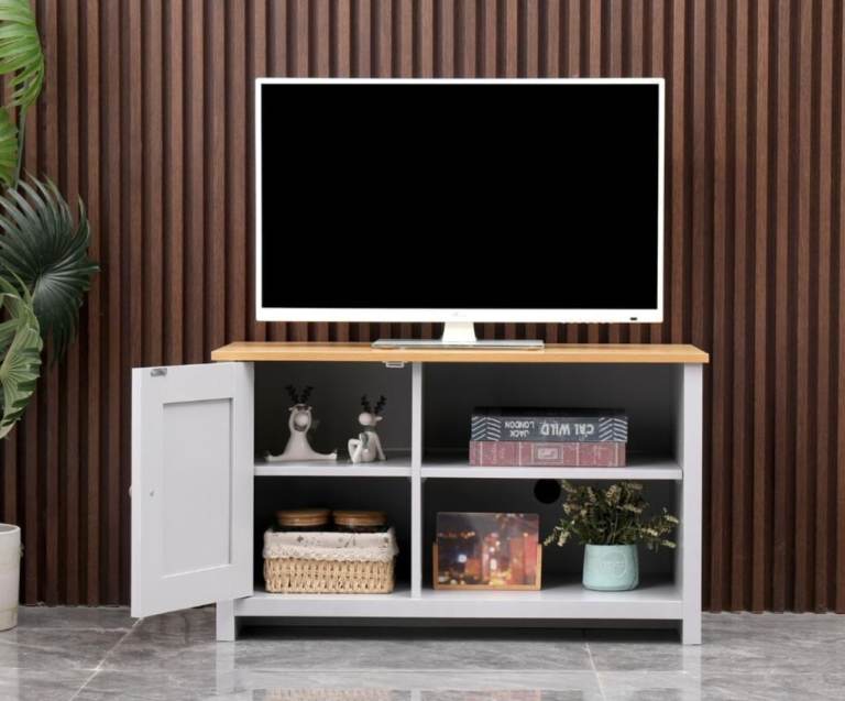 TV Stand / TV Unit : Modern Small TV Cabinet / Entertainment Unit - Grey & Oak