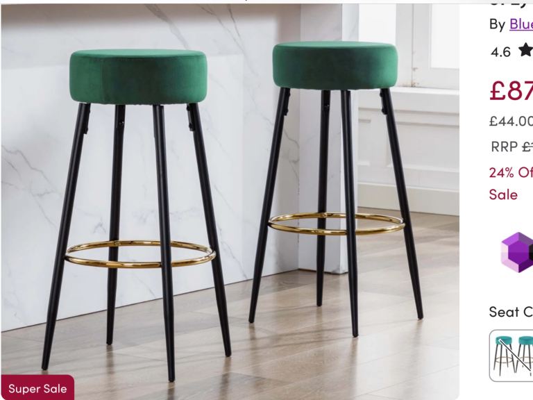 £66 BRAND NEW SET OF 2, WAYFAIR TALL FIXED LEG COUNTER OR BARSTOOLS BAR STOOLS NEW IN BOXES