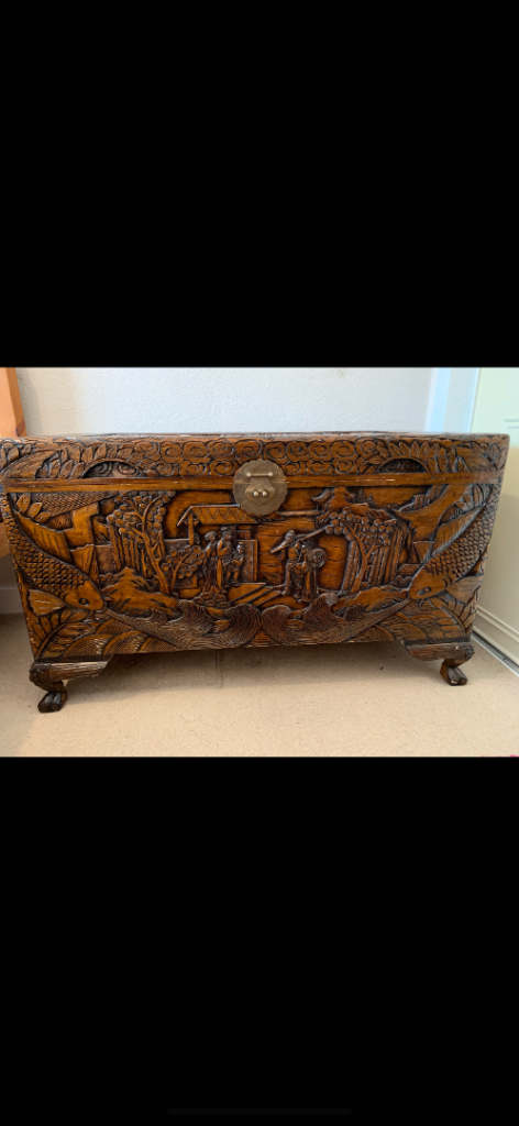 Chest / trunk Oriental high carved detail 