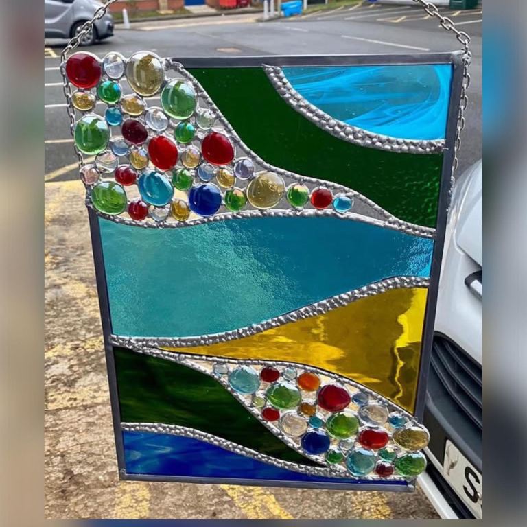 Vintage Leaded Art Glass Wall Panel £48