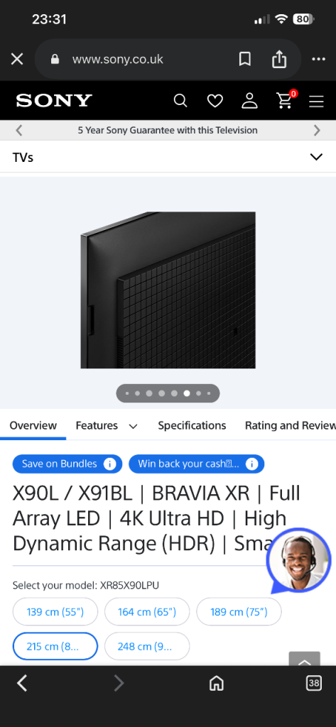 Sony XR85X90LPU 85-inch 4K HDR Full Array LED TV Ultra HD Smart Like New Retail £2499 Bargain