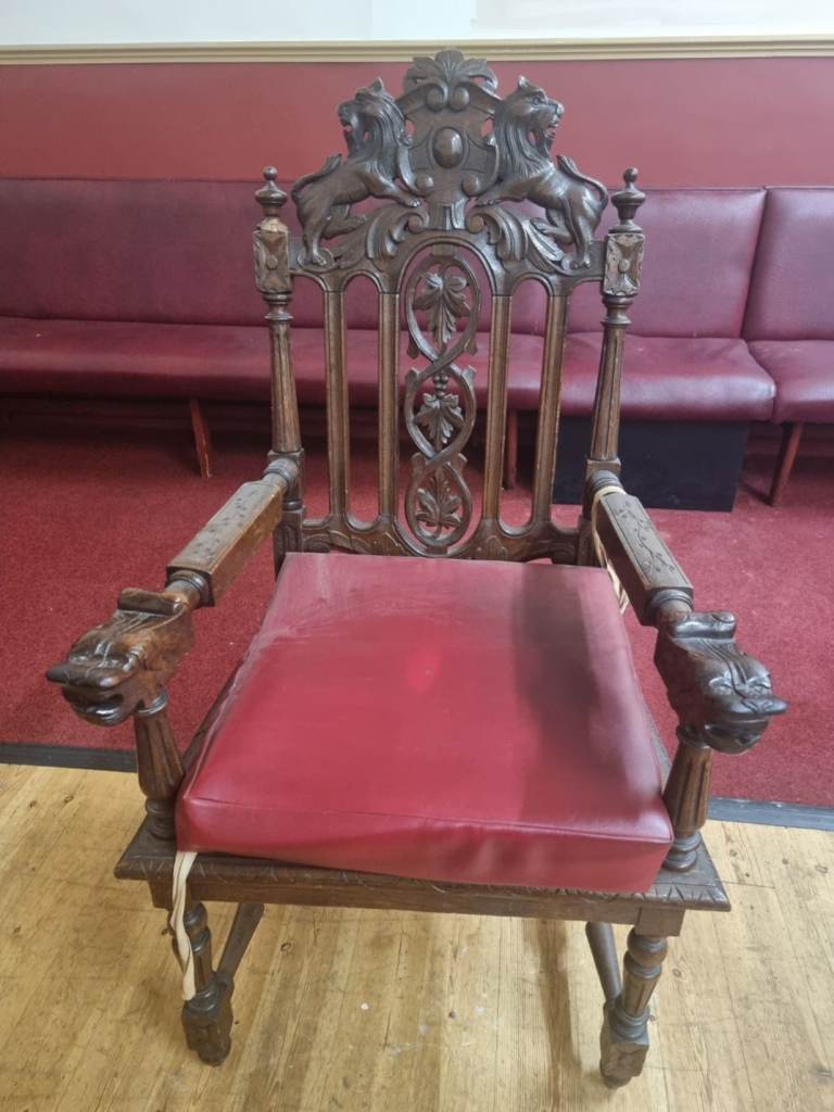 Antique Carved Oak Furniture Collection (Throne Chair, Tables, Dining Chair)