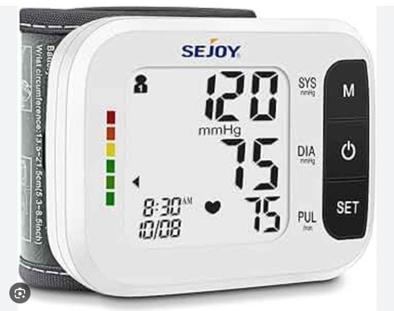 SEJOY Wrist Blood Pressure Monitor – Automatic Digital BP Machine with Memory & Heartbeat Detection