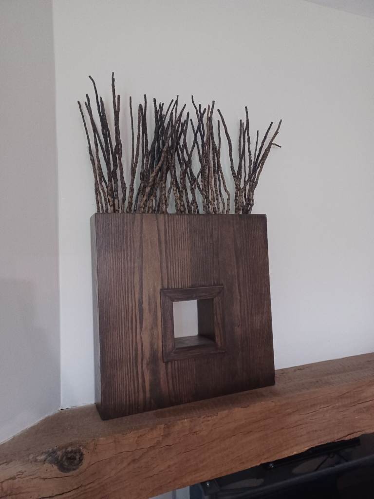 image for Chunky Square Wooden Vase/Ornament - Immaculate Condition !