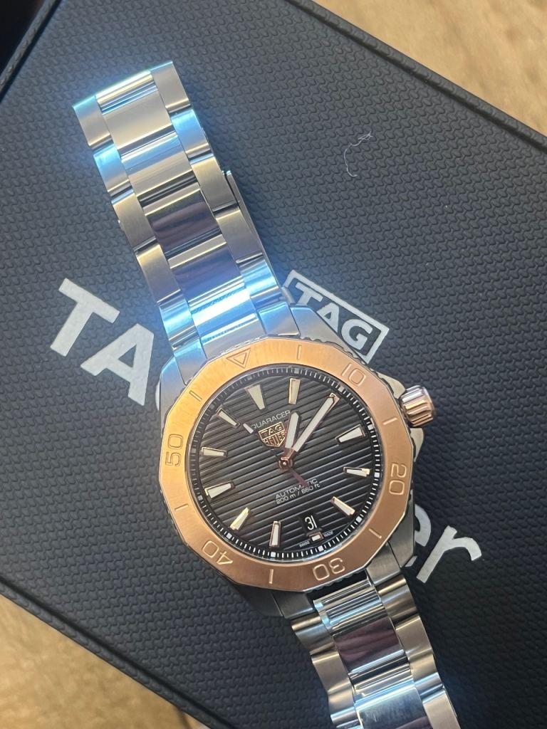 TAG Heuer men’s watch 40mm Aquaracer gold bezel WBP2151