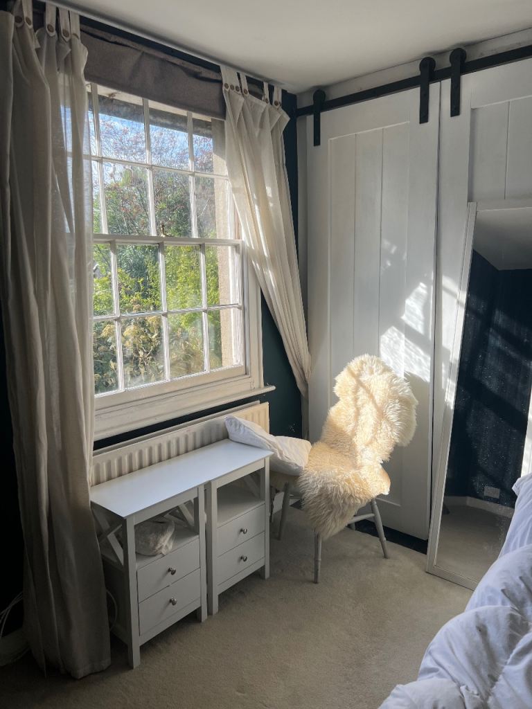 Large white oak bedside table 