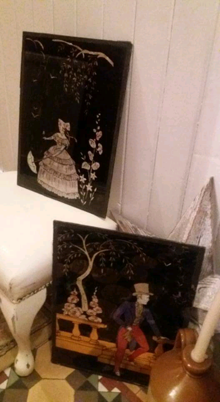 Art deco glass foil pictures Crinoline Lady 