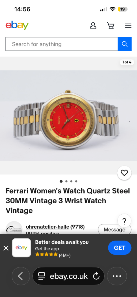 Ferrari Women's Quartz Steel Watch – Red Dial, Good Condition