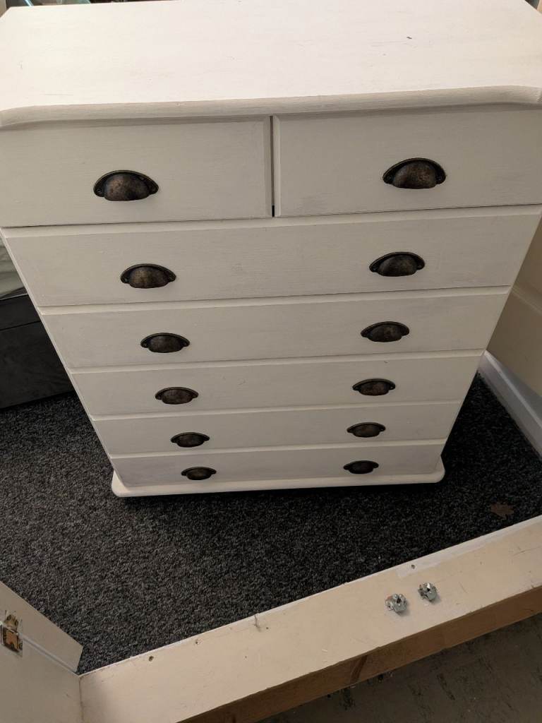 Off White Wooden Chest of Drawers - Good Condition