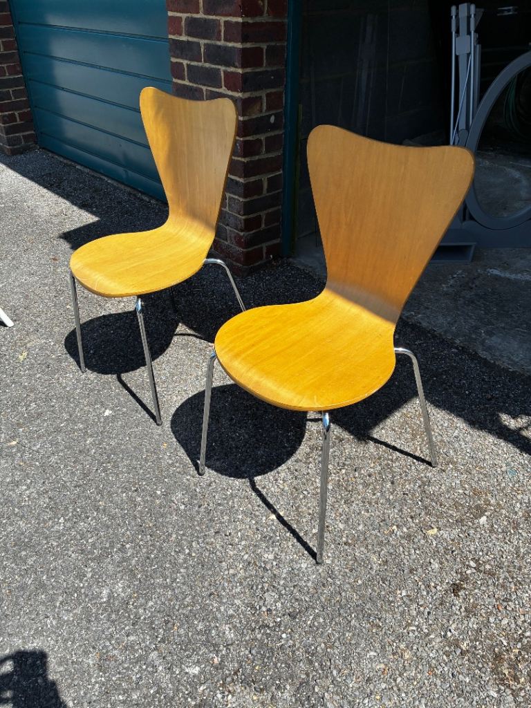 FREE 2 Eames style wood and metal stacking chairs