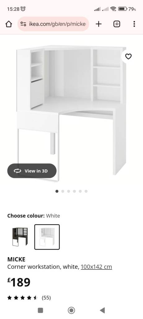IKEA MICKE White Corner Computer Workstation Desk – Brand New