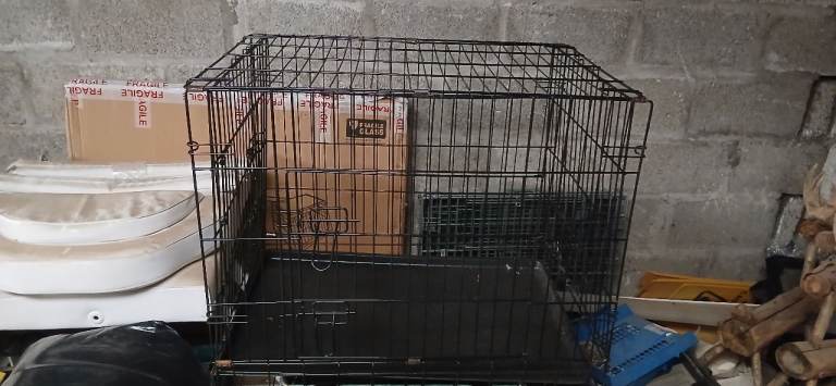 Black Coated Metal Dog Cage Two Door