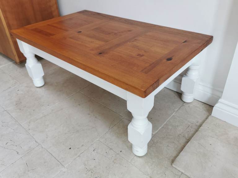 Solid pine coffee table, painted base