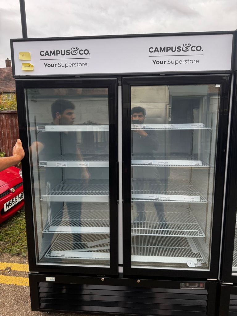 Commercial upright double door display freezer cafe shop restaurant 