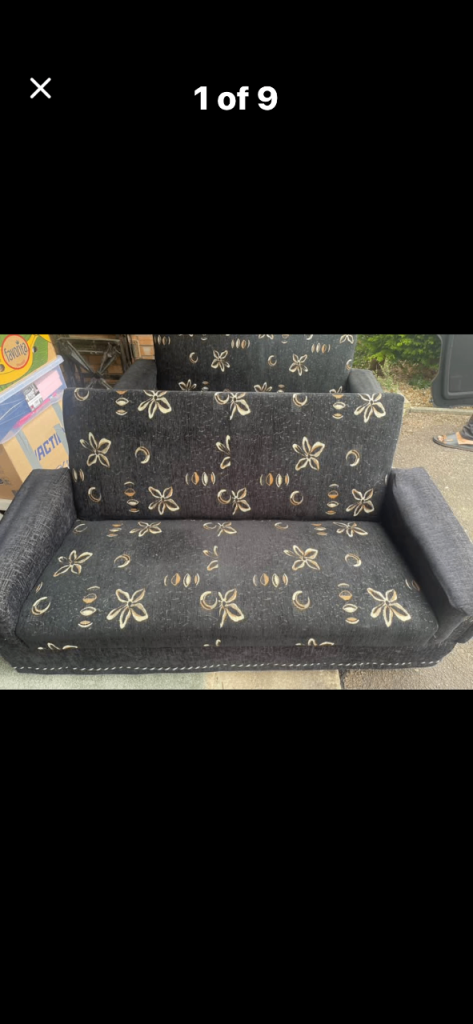 Black Fabric Sofa bed x 2 