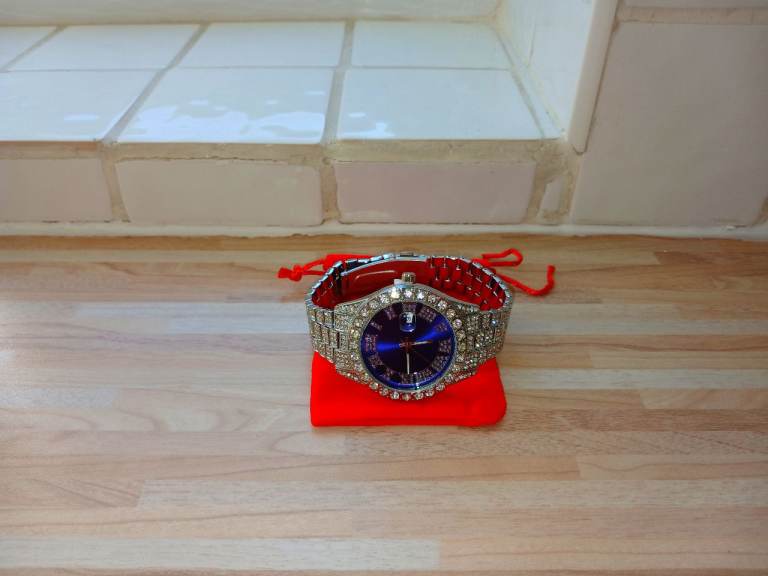 Iced Out Blue Dial Watch 