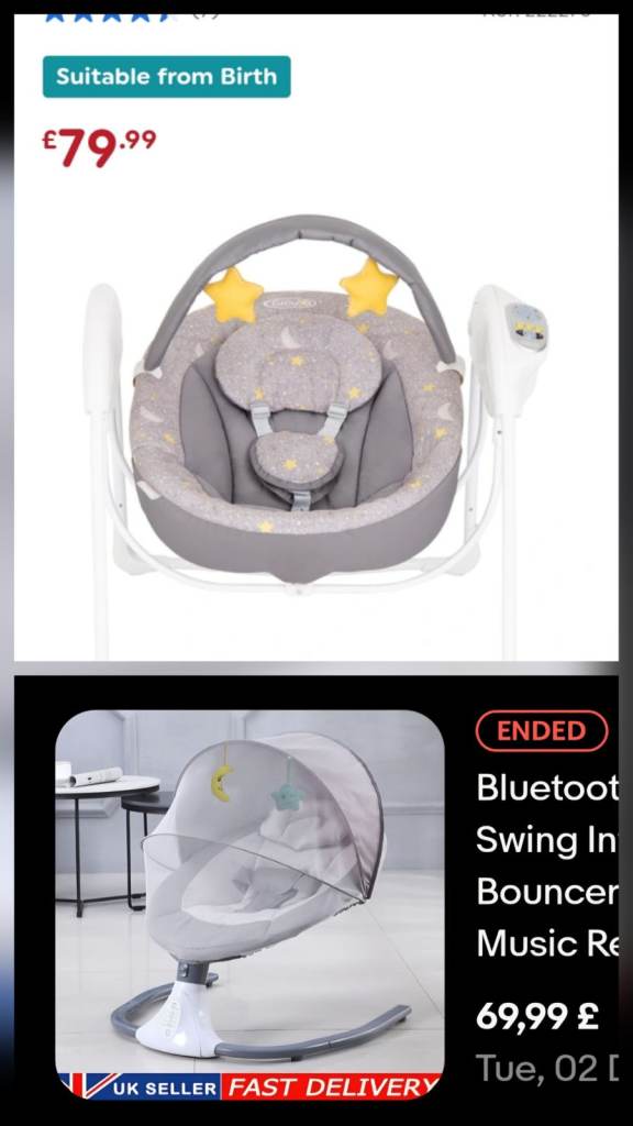 Graco Glider Lite Baby Swing Stargazer – Grey, Good Condition