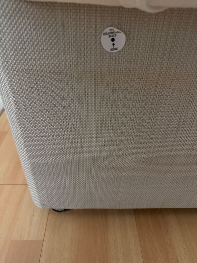 Double Bed — Fabric Base, Black Headboard, Good Condition