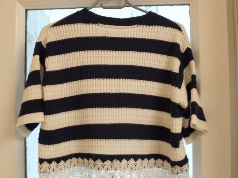Blue and White Striped Cropped Jumper