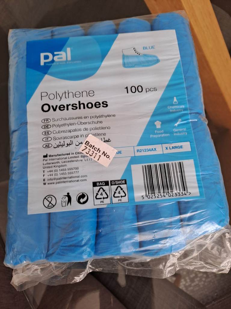 Pal Polythene Overshoes - 100 pcs, Blue, X Large,  for diy