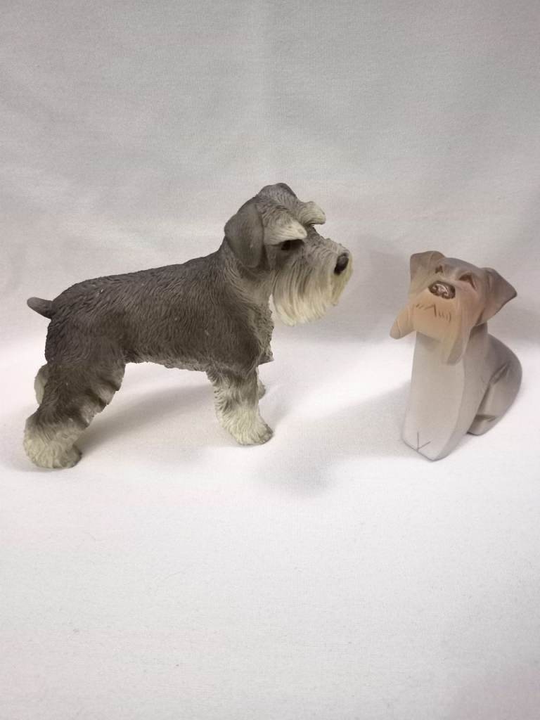 PAIR OF SCHNAUZER DOG FIGURES.