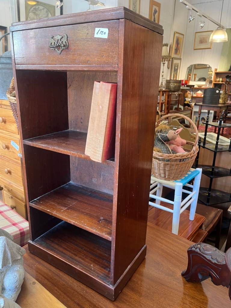 Vintage Small Wooden Bookcase with Drawer 