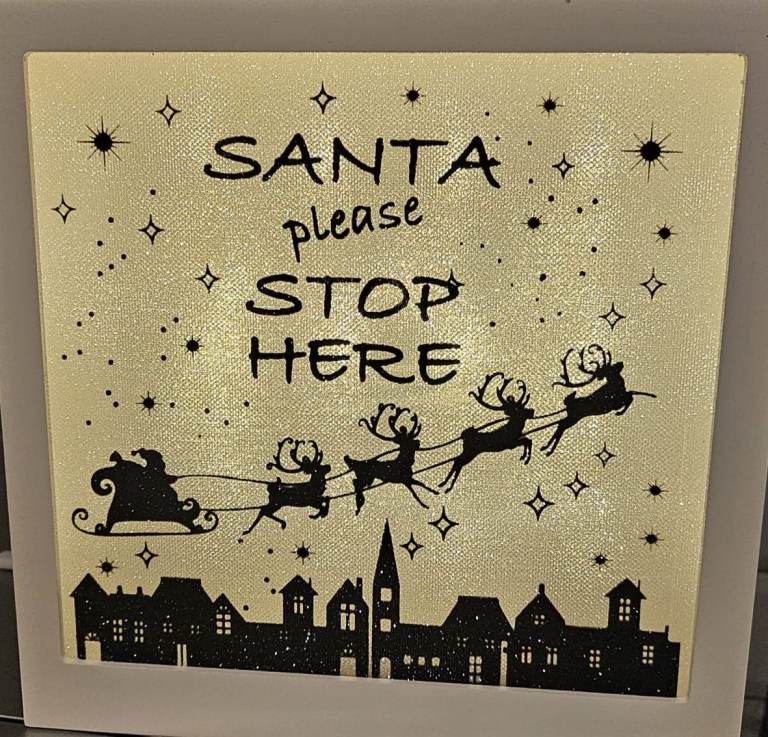 23 cm Santa Please Stop Here LED Light Box Sign