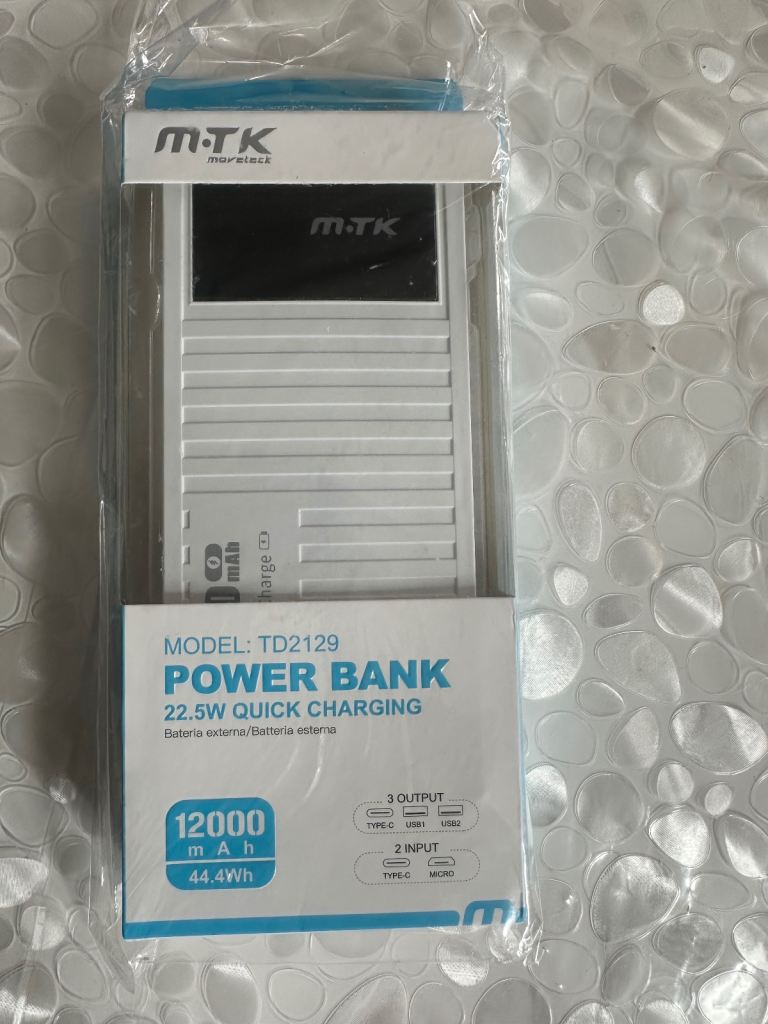 M-TK TD2129 Portable Power Bank Charger 12000 mAh – New