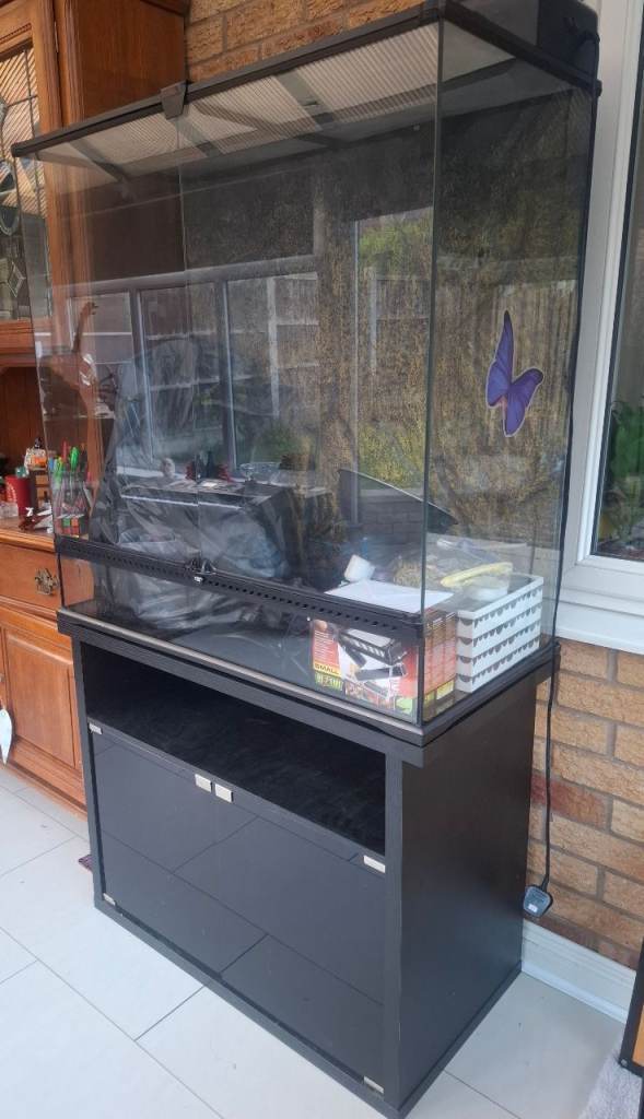 SOLD Extra large Exo Terra vivarium with cabinet stand for reptile or other animal.
