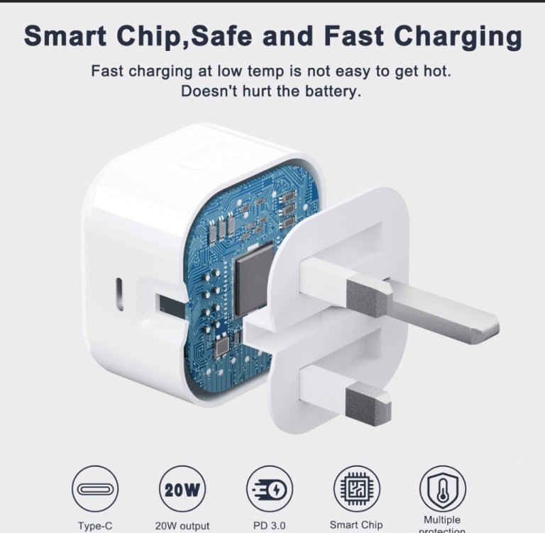 iPhone Fast Charger, 20W USB-C Fast Charger Plug with iPhone Charger Cable, 
