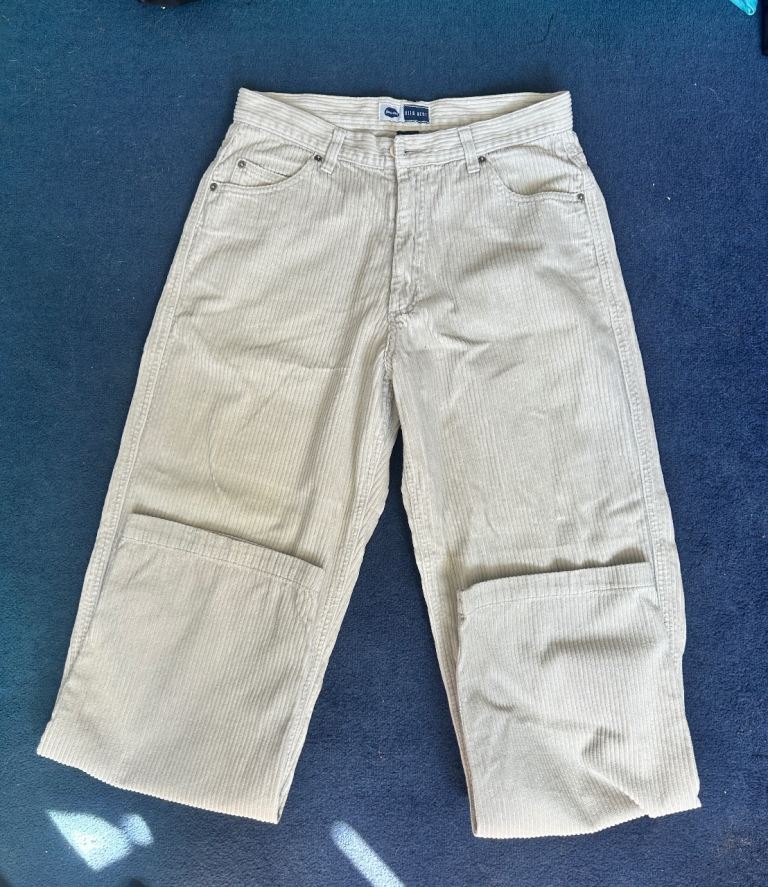Jeans West Cream Corduroy Trousers W32 L31 Baggy Fit Unisex Used Condition