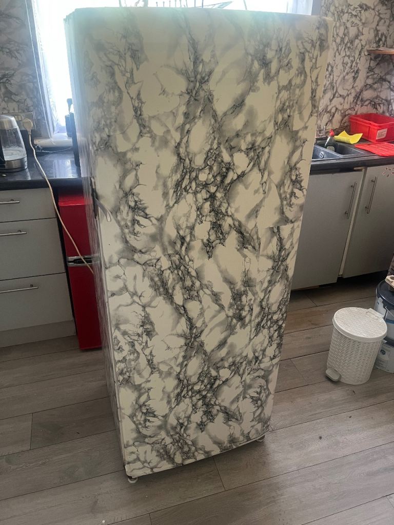 Freestanding Fridge with Marble Effect Wrap
