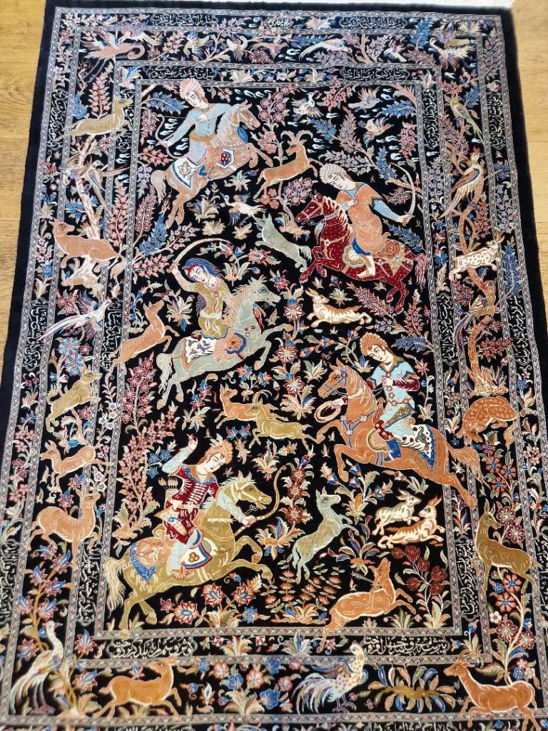 pure silk handmade persian qum rug