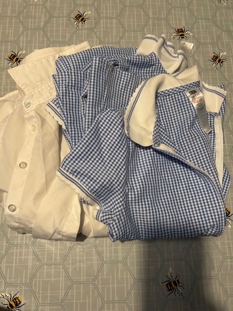 FREE Kids Blue Gingham School Dresses and White Blouse - Good Condition
