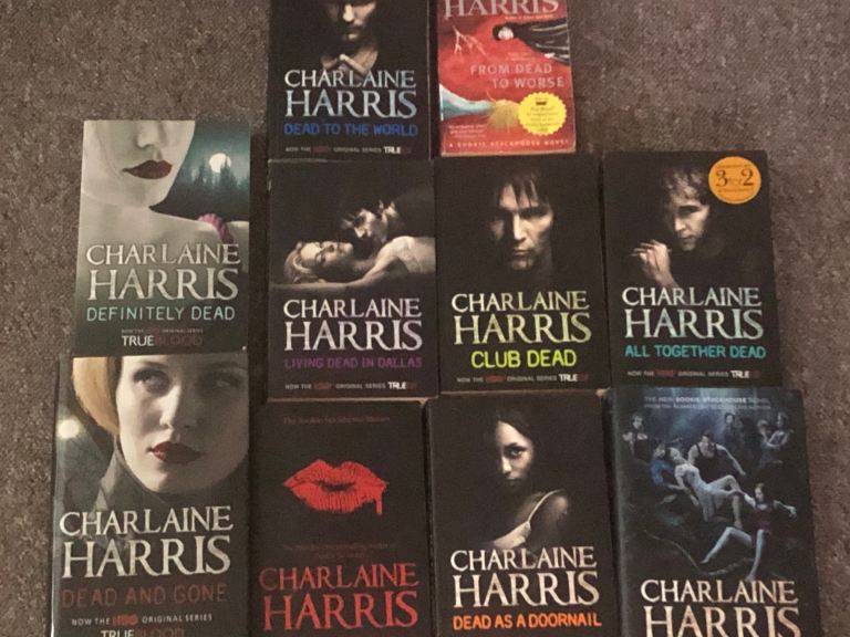 10 x Charlaine Harris Sookie Stackhouse Novels ~ Plus FREE True Blood Season 2 DVD 