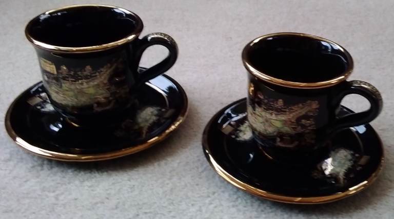 Cups and Saucers x 2 Hand Made in Greece