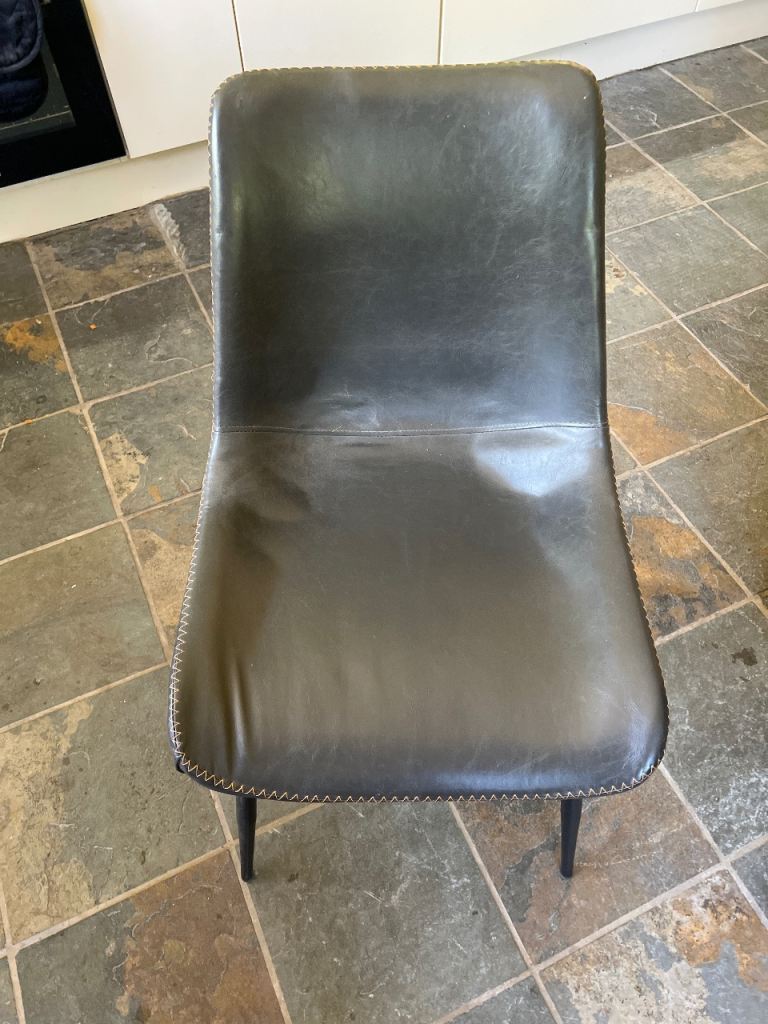 Grey faux leather dining chairs x 8