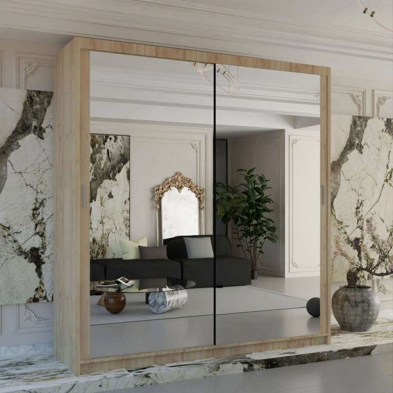 ⚡🌟Brand New High Gloss 2 or 3 Doors Sliding Wardrobe with Mirrors, Drawers, LED Light included