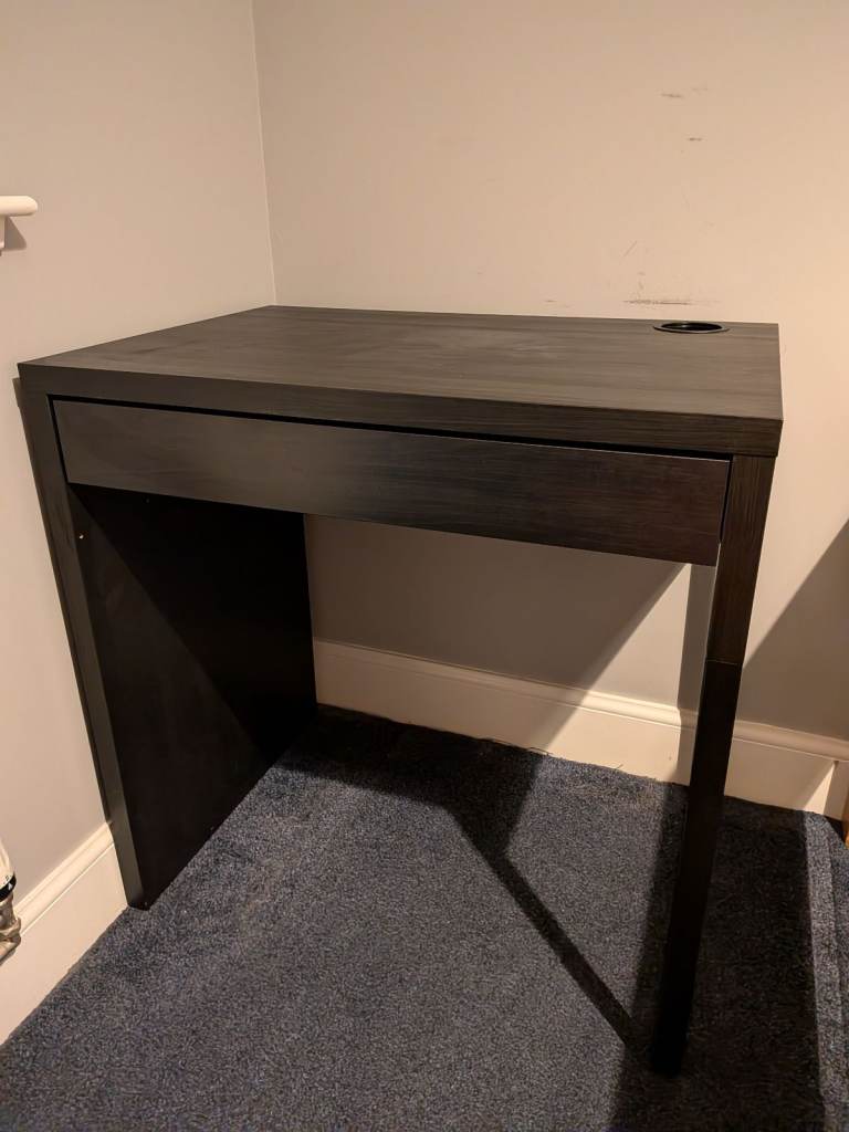 Black Wooden Desk with Drawer – Good Condition