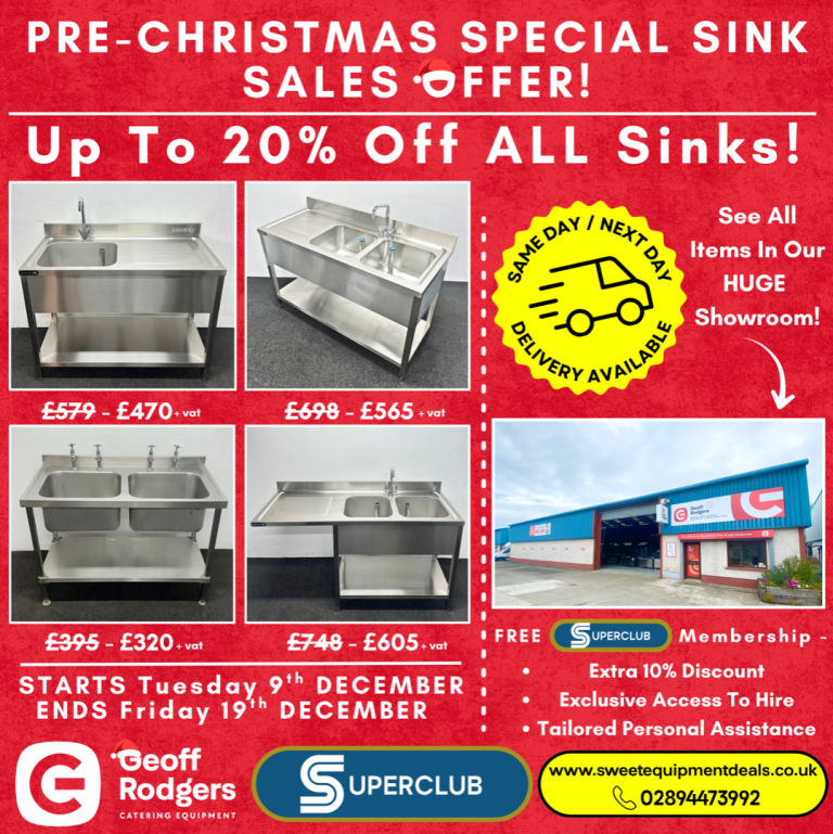 Up to 20% off CATERING SINKS - PRE-CHRISTMAS SPECIAL SALES OFFERS, ENDS FRIDAY 19TH DECEMBER!