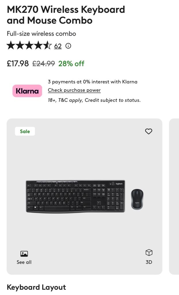Logitech MK270 Wireless Keyboard and Mouse Combo - NEW