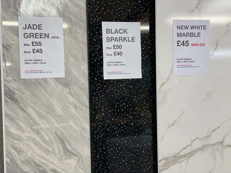 PVC Cladding 10mm, tongue & groove,Trims, adhesives, CSH BATHROOMS LTD