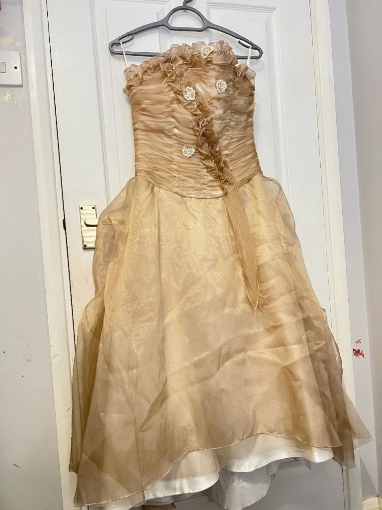 Elise Size 12 Wedding Dress / Prom Gown – Beige, Good Condition