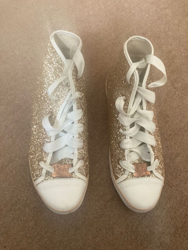 Lipsy London Gold Glitter Trainers UK Size 6, EU 39.
