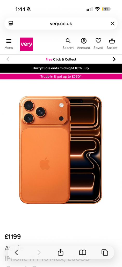 Apple iPhone 17 pro Max 256GB – Orange, Brand New